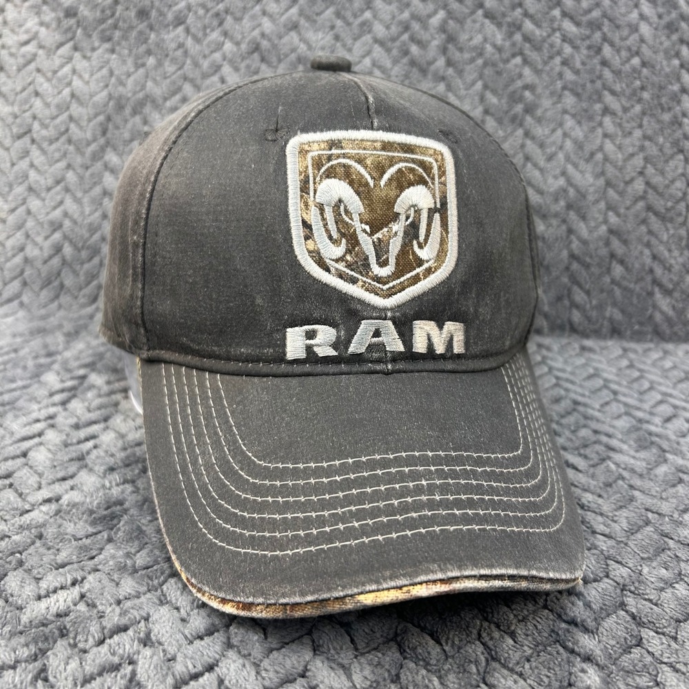 RAM Logo Patch Mens Gray‎ Outdoor Cap Trucker Hat Camo Accents OSFM